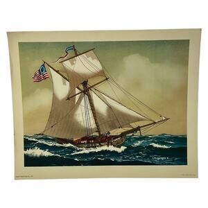 Square Topsail‎ Sloop Fox 1780 Maritime Print by JOH Cosgrave II Nautical